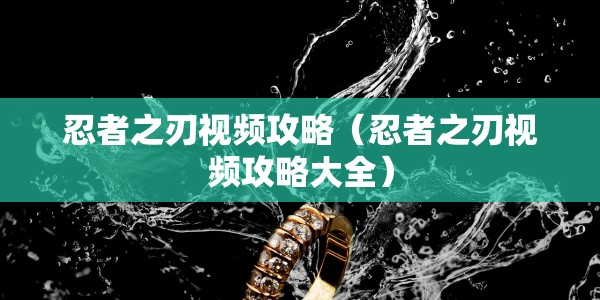 忍者之刃视频攻略（忍者之刃视频攻略大全）