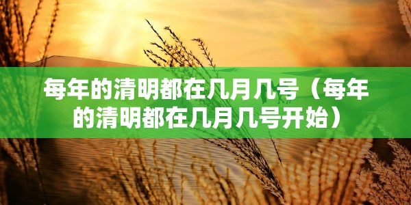 每年的清明都在几月几号（每年的清明都在几月几号开始）